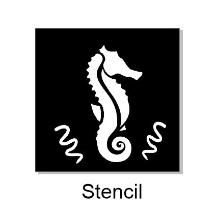 Seahorse stencil available in various sizes via drop dox mi